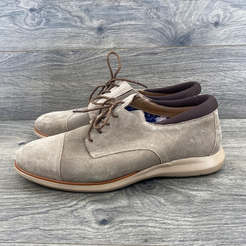 Thomas & Vine Oxford Shoes Mens 10.5 Taupe Suede Cap Toe Comfort Foam F1509